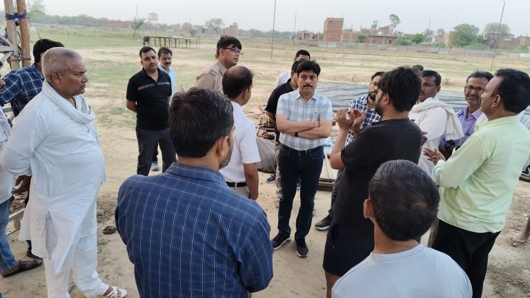 मेहगांव भुमिया सरकार पर होने वाली विशाल भागवत कथा स्थल का प्रशासनिक अमले ने किया निरीक्षण