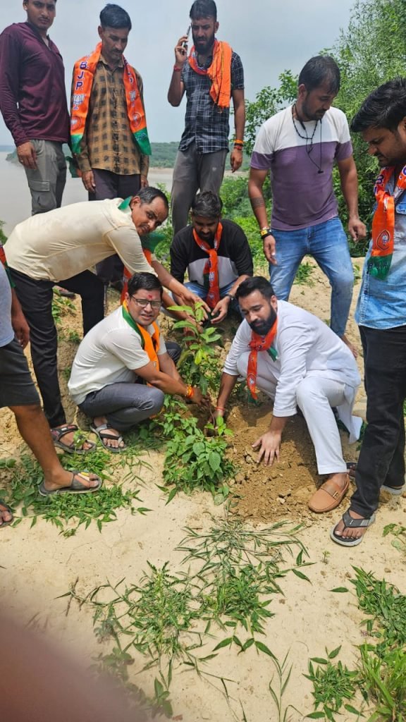 हरयाली अमावस्या पर युवा मोर्चा के कार्यकर्ताओं ने किया पौधरोपण